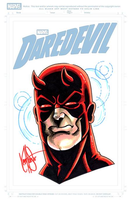 DF Daredevil #1 Blank Variant Signed And Remarked By Ken Haeser With A Daredevil Sketch #1